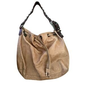 Leatherock Women's Brown Leather Crystal western Tote Shoulder Bag